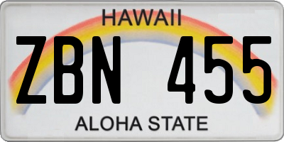 HI license plate ZBN455