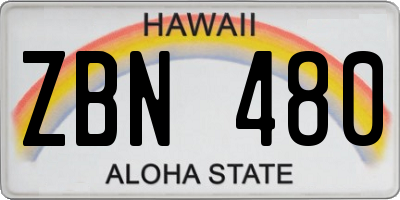 HI license plate ZBN480