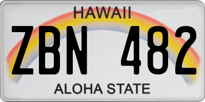 HI license plate ZBN482