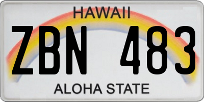 HI license plate ZBN483
