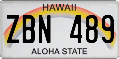 HI license plate ZBN489