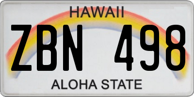 HI license plate ZBN498