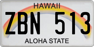 HI license plate ZBN513