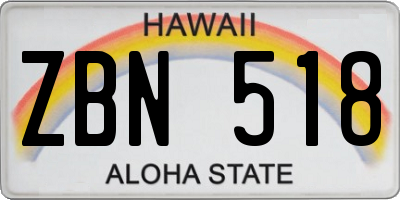 HI license plate ZBN518