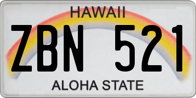 HI license plate ZBN521