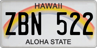 HI license plate ZBN522