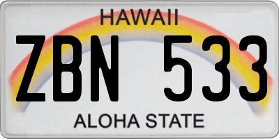 HI license plate ZBN533