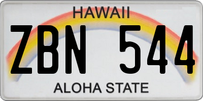 HI license plate ZBN544