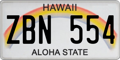 HI license plate ZBN554