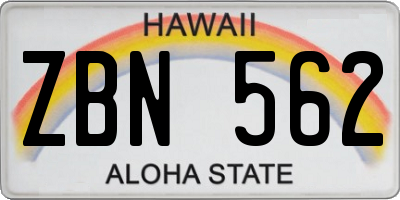 HI license plate ZBN562