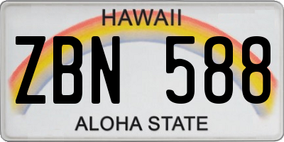 HI license plate ZBN588