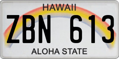 HI license plate ZBN613
