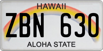 HI license plate ZBN630