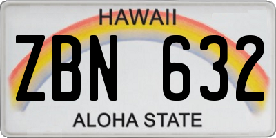 HI license plate ZBN632