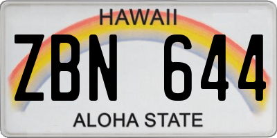 HI license plate ZBN644