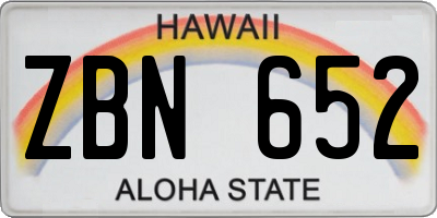 HI license plate ZBN652