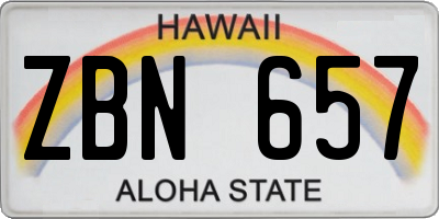HI license plate ZBN657