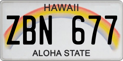 HI license plate ZBN677