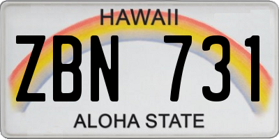 HI license plate ZBN731