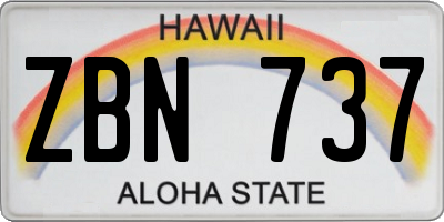 HI license plate ZBN737
