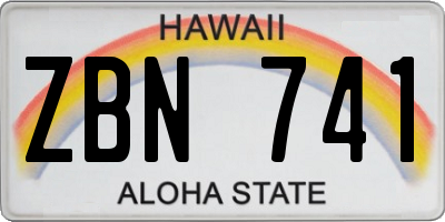 HI license plate ZBN741