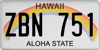 HI license plate ZBN751