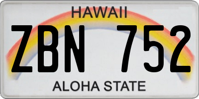 HI license plate ZBN752