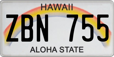 HI license plate ZBN755