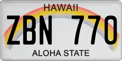 HI license plate ZBN770