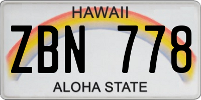 HI license plate ZBN778