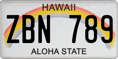 HI license plate ZBN789