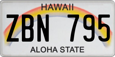 HI license plate ZBN795