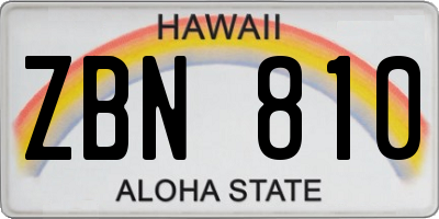 HI license plate ZBN810