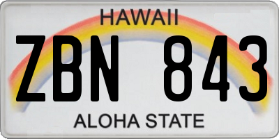 HI license plate ZBN843