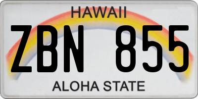 HI license plate ZBN855