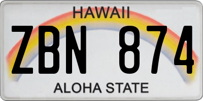 HI license plate ZBN874