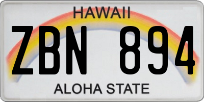 HI license plate ZBN894