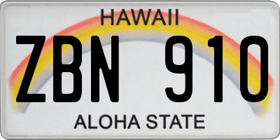HI license plate ZBN910