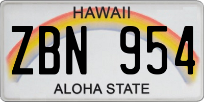 HI license plate ZBN954