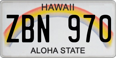 HI license plate ZBN970