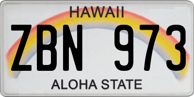 HI license plate ZBN973