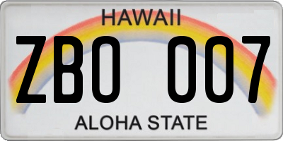HI license plate ZBO007
