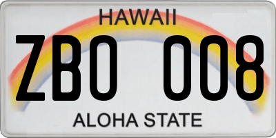 HI license plate ZBO008