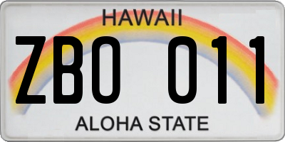 HI license plate ZBO011