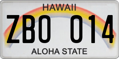 HI license plate ZBO014