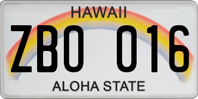 HI license plate ZBO016
