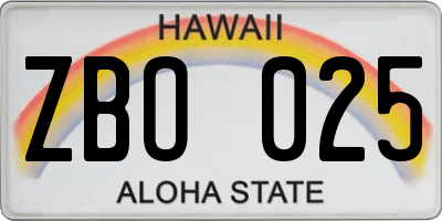 HI license plate ZBO025