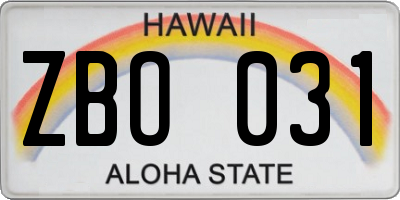 HI license plate ZBO031