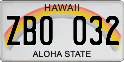 HI license plate ZBO032