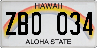 HI license plate ZBO034
